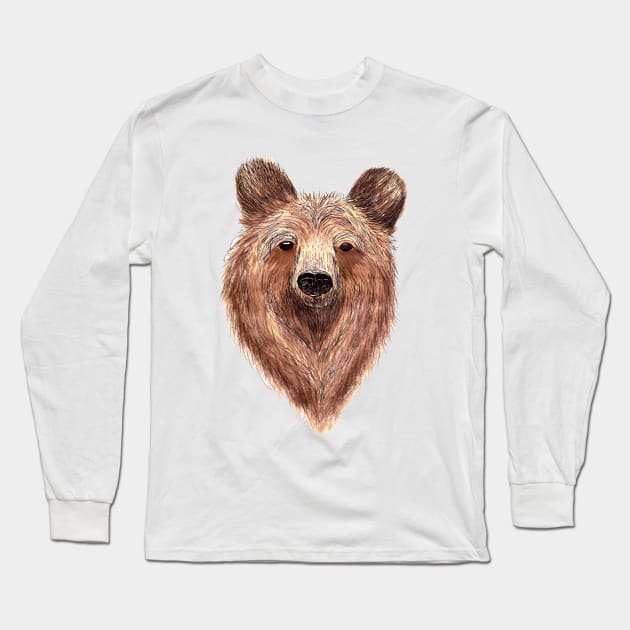 Hand Drawn Bear - color Long Sleeve T-Shirt by jitkaegressy